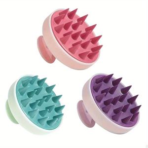 TEMU 3pcs 필수 휴식 세트, 향기가 없는 실리콘 두피 마사지기 및 샴푸 브러시 - 수동, 배터리가 필요하지 않습니다. 샤워 또는 욕조 사용에 이상적, 목욕 액세서리