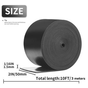 TEMU 1 롤 50mm x 1.5mm 블랙 네오프렌 고무 시트 - 길이, 충격 방지, 내마모성, DIY 패드, 공예, 바닥 보호, 지원, 수평화 및 미끄럼 방지 솔루션에 이상적, 공예 재료| 부드러운 텍스처| 내구성 있는 고무, 고무 바닥 매트