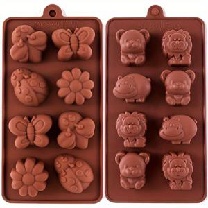 TEMU 2pcs 실리콘 모양 캔디 및 젤리용, 초콜릿, 캔디, 얼음 큐브, 푸딩 및 케이크 장식에 적합, 동물 및 곤충 디자인을 특징으로 합니다.