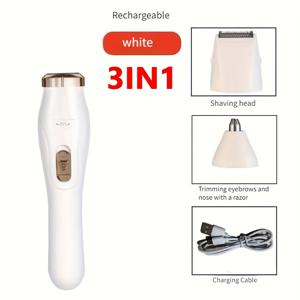 TEMU 150mAh 여성용 휴대용 3-in-1 전기 헤어 리무버 세트 - USB 충전식 겨드랑이 면도기, 얼굴 트리머, 코 헤어 클리퍼, 전체 신체 헤어 리무버, 다리 헤어, 눈썹 트리머, 내장 리튬 배터리, 다기능 개인 미용 기기, 욕실, 야외, 여행, 어머니에게 선물, 여자 친구에게 선물
