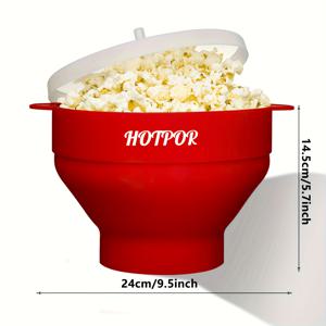 TEMU 1개 HOTPOR 전자레인지 팝콘 메이커, 실리콘 소재, 접이식 팝콘 그릇, PVC 무함유 및 식기세척기 사용 가능, 다양한 색상, 3L 대용량 가족용