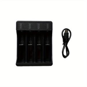 TEMU USB-C 케이블이 있는 1개 고속 충전 4슬롯 리튬 배터리 충전기 - 18650, 14500, 26650 배터리에 대한 지능형 충전