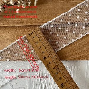 TEMU 5.47 야드 화이트 도트 레이스 리본, 웨이브 엣지 - DIY 헤어밴드용 원단, 의류 장식 및 선물 상자 장식, 헤어밴드 공예, 반투명 메쉬 트림