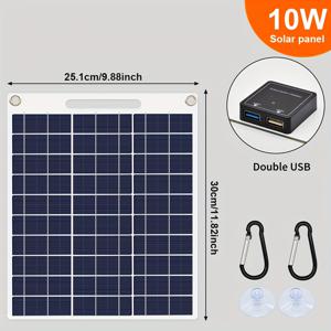 TEMU 휴대용 태양광 패널, USB 충전기, IP44 유연한 광전지 태양열 충전패널, 휴대폰·팬·손전등·보조배터리용, 야외 캠핑·여행·탐사·비상 상황에 적합한 캠핑 액세서리