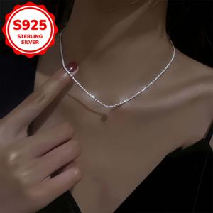 TEMU 웨딩과 파티를 위한 아름다운 S925 실버 반짝이는 목걸이, 컬러체인|은목걸이