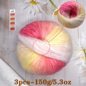 TEMU 모헤어 울 블렌드 원사 - 3 팩, 다색 혼합 원사 DIY 뜨개질 및 크로셰 뜨기에 적합, 스웨터, 목도리, 스카프 및 담요에 적합한 부드럽고 따뜻한 원사