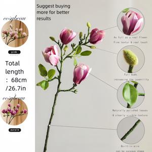 TEMU 4개의 고급스러운 모조 매그놀리아 - 부드러운 터치, 고급 결혼식, 가정 및 휴일 인공 꽃 장식 - 우아한 식탁 DIY 센터 장식, 크리스마스에 가장 적합, 추수감사절에 완벽