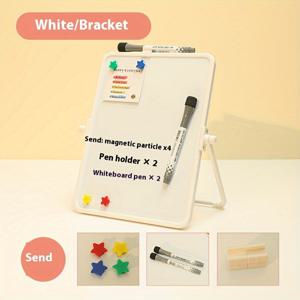 TEMU 1pc 양면 자석식 지우개 보드 스탠드, ABS 소재, 사무실 책상용 이동식 프레임 링크 화이트 보드, 교육용 스마트 드로잉 보드, 가정용 블랙보드 메시지 패드, 지울 수 있는 쓰기 표면.