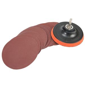 TEMU 11개 세트 4인치 사포 100mm 후크 앤 루프 사포 백킹 패드 60/80/120/180/240 그릿 라운드 사포 벨트 M10 스레드 어댑터