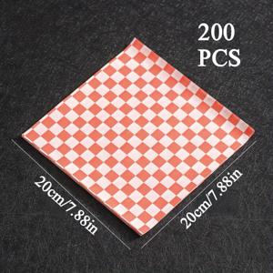 TEMU 200개 빨간 왁스 종이 식품 포장, 식품 등급 방지 포장 샌드위치 가방, 버거, 프라이즈, 치킨 윙 & 튀긴 음식, 축제 체크 디자인, 7.1x7.1인 & 7.88x7.88인, 크리스마스, 할로윈, 부활절, 추수 감사절, 한카, 샌드위치 포장용 식품에 적합