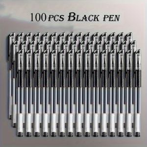 TEMU 100개 블랙 볼펜 - 0.5mm 클릭 오프 캡, 내구성 있는 플라스틱 바디, 다양한 색상 (검정, 흰색, 파란색, 빨간색, 보라색, 회색), 긴 시간의 글쓰기에 적합한 편안한 그립 - 사무실 및 가정용으로 완벽