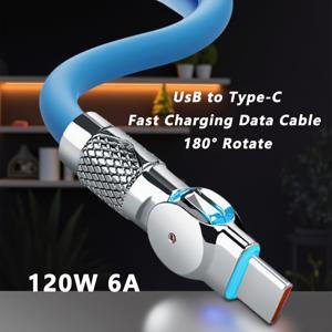TEMU USB에서 Type C로의 120W 6A 고속 충전 케이블, 화웨이 호너 샤오미 레드미 포코 오포 비보 호환 고속 USB 충전기 데이터 케이블 아연 합금 자동차용 USB C 리퀴드 실리콘 충전 코드 1m/1.5m/2m|C타입충전기