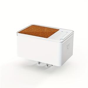 TEMU 자동 피드 미니 70ml 물고기 음식 분배기 - 3AA 배터리 구동, 정밀한 포션 제어, 0.2g 최소 피드, 4개월 연속 작동, 흰색과 빨간색 액센트, 수족관 피드, 현대적인 애완 동물 액세서리, 내구성 있는 플라스틱 바디, 배터리 없음