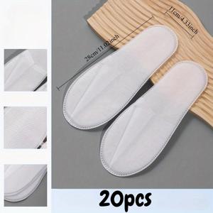 TEMU 20/40개 일회용 미끄럼 방지 슬리퍼 - 부드러운 통기성 논우븐 원단, 위생적인 여행 및 가정용, 여성의 편안함을 위한 휴대 가능한 인체공학적 디자인, 실내 슬리퍼, 심플한 슬리퍼 스타일, 평면 슬리퍼 디자인, 내구성 있는 논우븐 소재, 호텔 앰니티스, 신발, 가벼운 신발, 휴대가 편리한 신발, 호텔 손님용