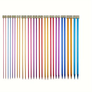 TEMU 28개 뜨개질 바늘 세트, 컬러 싱글 포인트 스테인레스 스틸 스웨터 바늘 세트(14쌍 - 14사이즈), 수제 DIY 뜨개질용 길이 13.8인치(무작위 색상) 2mm(B)-10mm(N)
