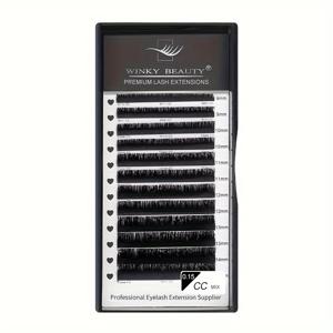 TEMU Winky Beauty 12행 혼합 길이 개별 눈썹 연장, 매트 블랙, 볼륨, 러시아 DD 컬, 자연, C 컬, D 컬, CC 컬, 0.03mm, 0.05mm, 0.07mm, 6-9mm, 10-12mm, 13-15mm, 살롱 초보자용 부드러운 인공 여우 눈썹