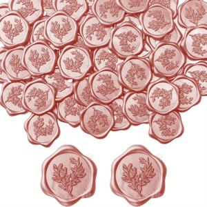 TEMU 100pcs 핑크 왁스 밀봉 스티커 - 유칼립투스 웨딩 초대장velopse 밀봉 스티커, 자체 접착 올리브 스티커, 초대장,velopse, 선물 포장, 크리스마스에 적합합니다.