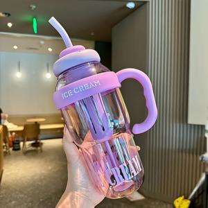 TEMU 43.96oz BPA 프리 스포츠 물병, 빨대 & 필터 포함 - 누수 방지, 내구성 있는 PC 소재, 파스텔 색상 (핑크, 퍼플, 그린, 옐로우, 블루) - 사무실, 야외 활동 및 여행에 완벽, 여행용 수분 공급 | 스타일리시한 물병 | 투명한 바디, 보온 물병, 추수감사절에 완벽