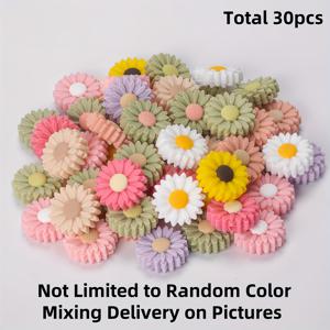 TEMU 10/30개 데이지 실리콘 비즈 키트 - 22/30mm 실리콘 포컬 비즈 30가지 랜덤 혼합 색상, DIY 주얼리 만들기 공예 액세서리, 펜, 펜던트, 목걸이, 팔찌, 열쇠고리 및 여성용 수제 선물용 창의적인 장식 비즈