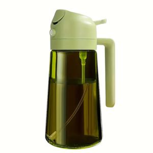 TEMU 1/2개 유리 주방 올리브 오일 디스펜서, 16oz, 올리브 그린, PVC 프리, 2-in-1 오일 병 및 조리 스프레이, 자동 플립 캡, 패턴 없음