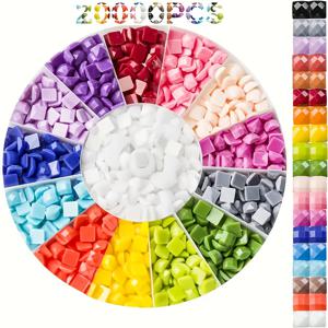 TEMU 20000개 스퀘어 페인팅 비즈, 아트 드릴링, 아트 비즈, 5D 페인팅 액세서리, 도트 액세서리, 아트 액세서리 및 도구, 사각형 비즈, 20가지 색상|보석십자수|아크릴물감