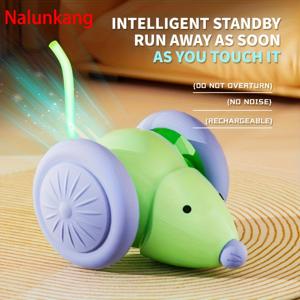TEMU NalanKang 자동 고양이 장난감 자동차, USB 충전식 전기 마우스 & 고양이 유혹, LED 꼬리, ≤36V 소음, 플라스틱으로 제작, 소형 품종, 상호작용 애완동물 장난감 | 꼬리 조명 | 내구성 있는 플라스틱 구조