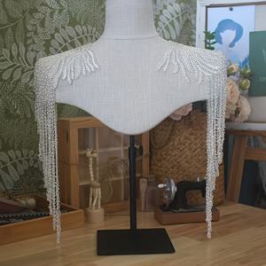 TEMU 2pcs 우아한 ABS 레진 비즈 프린지 어깨 패드 - 빈티지 스타일, 헤비 듀티 DIY 드레스 장식, 정장 드레스, 파티, 프롬용, 파티 드레스 장식 | 빈티지 스타일 디자인 | 내구성 있는 직물