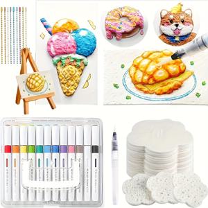 TEMU 1 세트 마법 퍼피 페인트 키트 - 3D 드로잉 스펀지 폼 텍스처 종이, 화려한 색상, DIY 팝콘 및 과자 디자인, 창의적인 예술 프로젝트