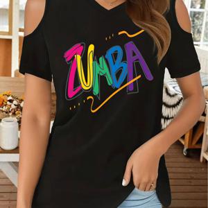 TEMU ZUMBA 스타일리시한 다용도 루즈 캐주얼 여름 반팔 오프숄더 탑