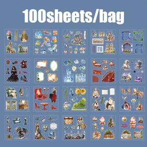 TEMU 100pcs 세계의 창의력 스티커 선물 상자 - 자체 접착, 일회용 장식 노트북, 플래너, 스크랩북, 등에 사용 - 사진 프레임, 컵, 캘린더, 선물 상자에 이상적 - 가족 선물, 선물 상자 스티커에 완벽 | 상상력 있는 디자인 | 광택 마감, 스크랩북용 스티커|캘린더