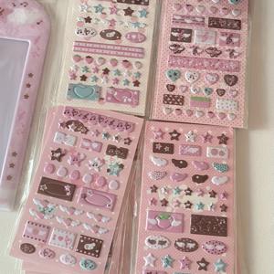 TEMU 4개 3D 버블 스티커 - 별, 날개, 하트, 리본, 동물 등 | DIY 저널, 스크랩북킹, 플래너용 글리터 자체 접착 플라스틱 데칼 | 매트 마감, 레드/블랙, 불규칙한 모양, 귀여운 만화 장식, 기발한 디자인, 매트 마감 데칼|스티커