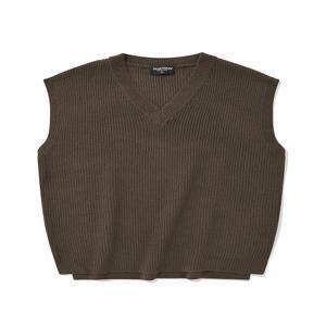 [세인트페인] SP OVERSIZE SIDE SLITS KNIT VEST-BROWN