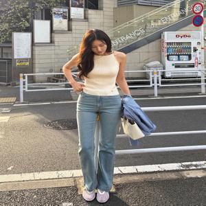 [비플랫 베네통] 부츠컷 워시드 데님 팬츠 (Light blue)