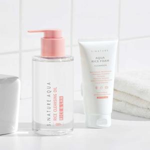 [에스네이처] 아쿠아 라이스 클렌징듀오세트(클렌징폼 160ml+클렌징오일 200ml)
