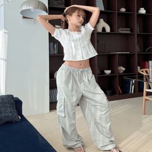 [리안, 앨리스펑크 PICK] 여성 2-WAY 카고 와이드 팬츠 (나일론)_SPTCF23G03