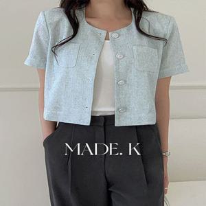 [자체제작/5천장돌파!/S-XL/하객룩????]#여름???? 소이브 노카라 트위드 반팔 자켓 (하객룩/데이트룩/반팔자켓/트위드자켓/노카라자켓/여름자켓/반팔트위드)