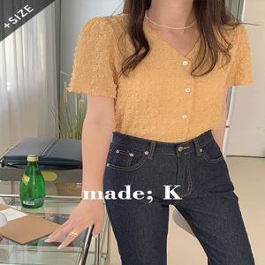 [자체제작/3만장돌파!/S-XL]#여름???? 베널 엠보싱 퍼프 반팔 블라우스 (데이트룩/여름블라우스/반팔블라우스/퍼프블라우스/엠보싱블라우스)