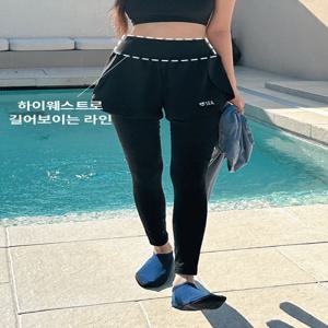 [S~XL빅사이즈] 팬츠 일체형 트임 워터레깅스