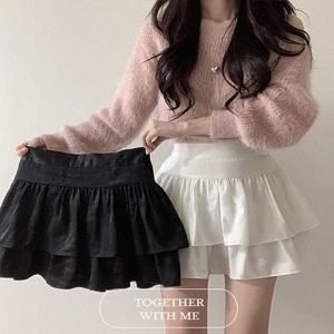 (숏기장????) 치마바지 저렴이❌ 발레코어룩 새틴 캉캉 뒷밴딩  플레어 프릴 미니 A라인 스커트 화이트(아이보리빛) 당일 여름스커트 직진배송 캉캉치마 페스티벌 키작녀 여리스커트