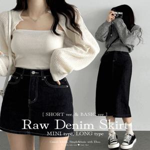 기장선택~2XL[미니or롱/속바지O,이염X] 논페이드 생지 데님 스커트 밴딩 미니 미디 롱 스커트 치마바지