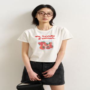 WOMAN 후르츠 슬림핏 반팔티 [WHITE TOMATO]