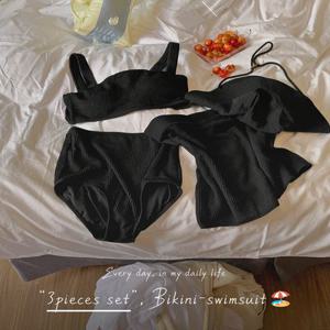 [3피스set][캡내장????] 에일린 잔골지 브라탑+팬티+하이스커트 비키니 수영복 (44~110) (모노키니-바캉스룩-휴양지룩-비치웨어-꼬임브라탑-하이웨스트-수영복세트-빅사이즈)