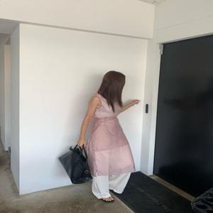 [????레이어드룩] 여름 랩 나시 레이어드원피스 오간자원피스 연핑크 민소매 시스루 레이어드나시 원피스 (데이트룩 일본여행룩)