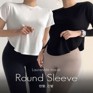 158[MADE 무료배송]라운드컷팅 반팔 세미크롭반팔 장마룩 티셔츠 이너반팔 요가 필라테스 운동복 봄신상 여름 반팔티 크롭티 크롭반팔