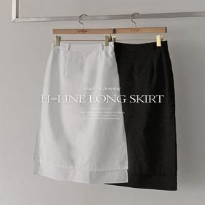 [잘록허리/은근섹시미][MADE] 로어드 뒷밴딩 레이어드 사이드슬릿 H라인 롱스커트 (44~110) (빅사이즈스커트-레이어드치마-롱치마-레이어드룩-화이트스커트-체형커버)