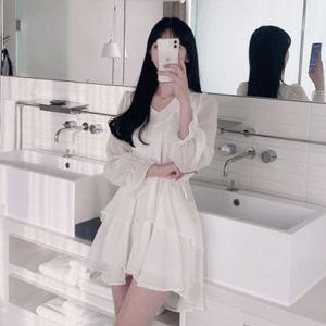 여신강림 캉캉 프릴 쉬폰 미니원피스