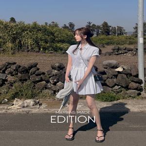 [쇼핑지원금-2만원/MADE]체린 플리츠 미니 원피스(+반팔ver.)(자체제작 제작상품 원피스 미니기장 플리츠원피스 셔츠원피스 데일리룩 출근룩 하객룩 격식룩 허리스트랩)