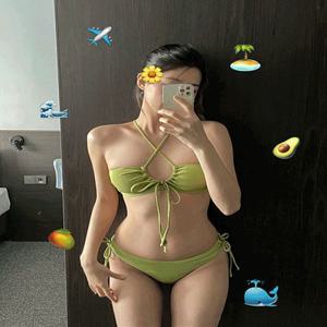 [????당일출고/판매1위/제작/골반생성]아보 볼륨업 리본끈 셔링 비키니(2colors)(캡내장,캡추가가능)바디프로필,휴양지룩,리조트,호캉스,바캉스,수영복,홀터넥비키니,셔링비키니