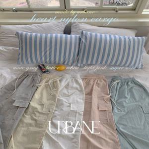 ????URBANE MADE????하트 투웨이 와이드 나일론 카고팬츠 밴딩 조거 팬츠 (당일 5c) / 여행룩/휴가룩/바캉스룩/캠핑룩/트레이닝/흠뻑쇼/물놀이룩/페스티벌룩/여행룩/공항룩