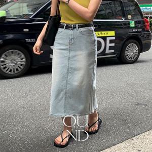 ????[made/4size] 네드 속밴딩 워싱 스판 트임 데님 롱 스커트 -3color (데일리룩/출근룩/데이트룩/롱스커트/트임스커트/스판스커트/밴딩스커트/S-XL)